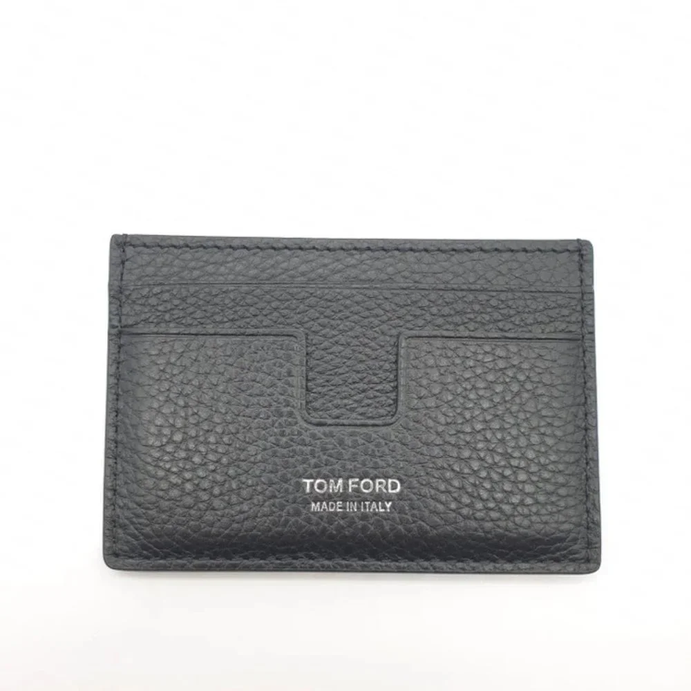 Tom Ford T line black leather wallet cardholder card case Amex